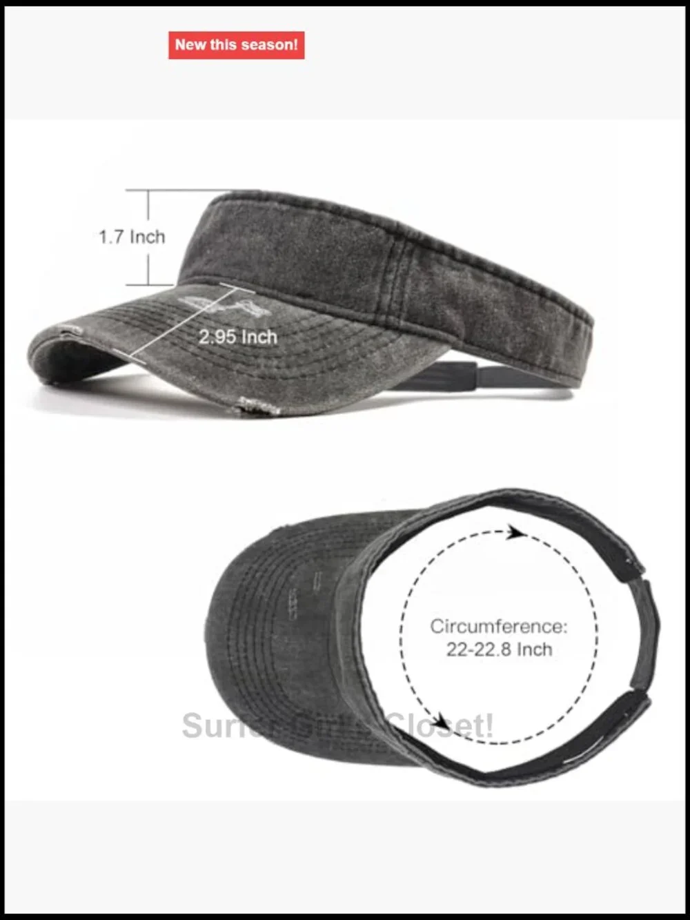 Retro Ripped Sun Visor Hat with UV Protection, Adjustable Baseball Visor